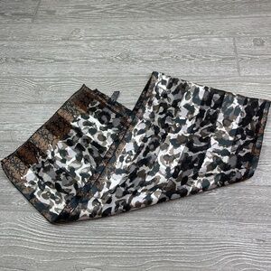 Estate Scarf Women's Black Brown & Gold Animal Print Semi Sheer 58" x 13"